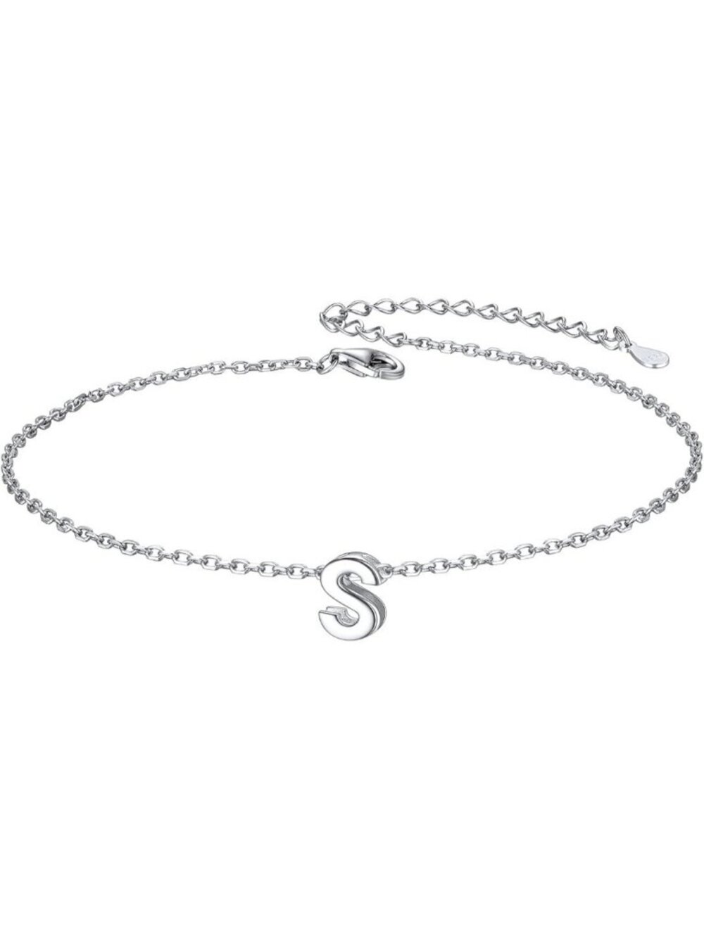 Letter S Initial Bracelet 925 Sterling Silver Letter Bracelet Dainty